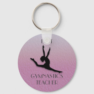 Porte-clés Purple w/ Black Silhouette Gymnastics Teacher Gift