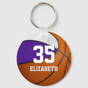 Porte-clés purple white girls basketball school team colors