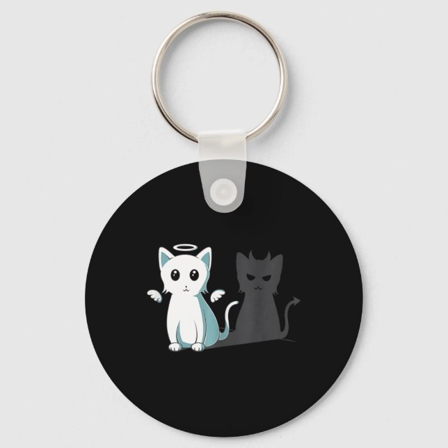 Porte-clés Purr Evil Devil Chat Halloween Happy Chat Angel De (Recto)