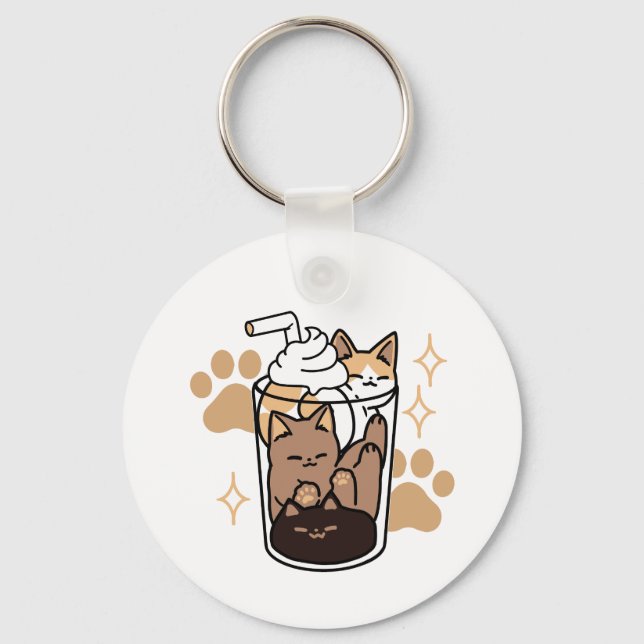 Porte-clés Purr-fect Blend : Cat and Coffee Art for Pet Lover (Recto)