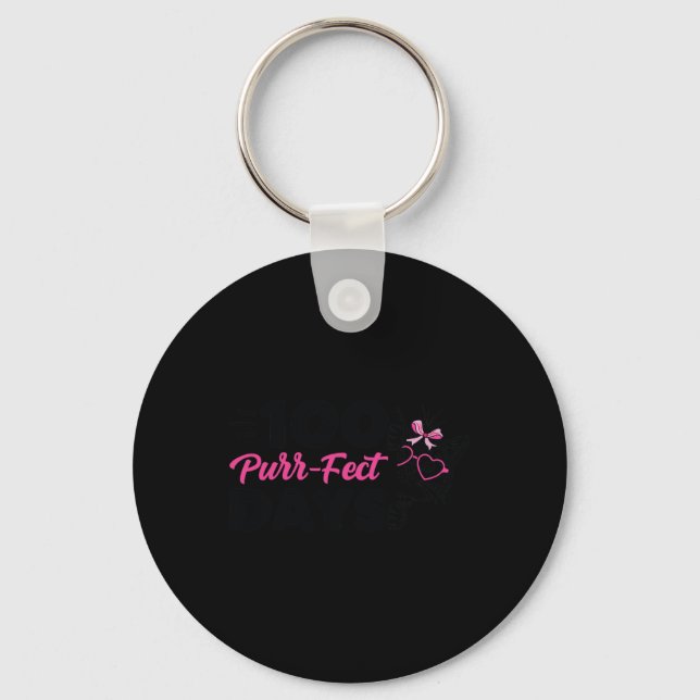 Porte-clés Purr-fect Jours Cute Chat Étudiant École Fun Kitte (Recto)