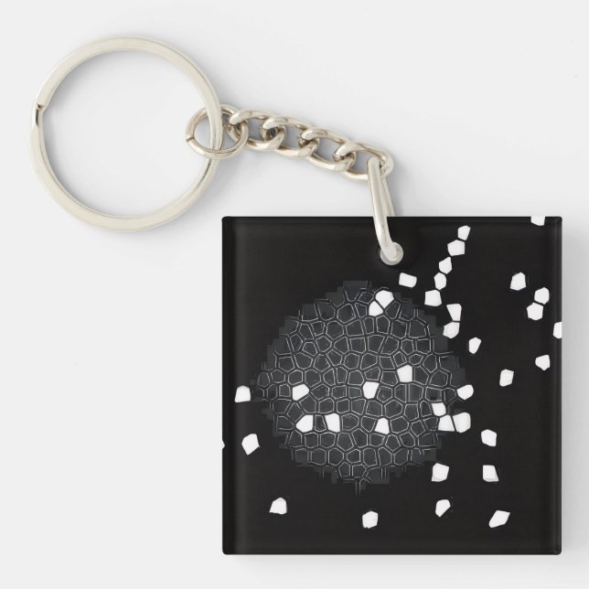 Porte-clés puzzle brisé noir et blanc (Devant)