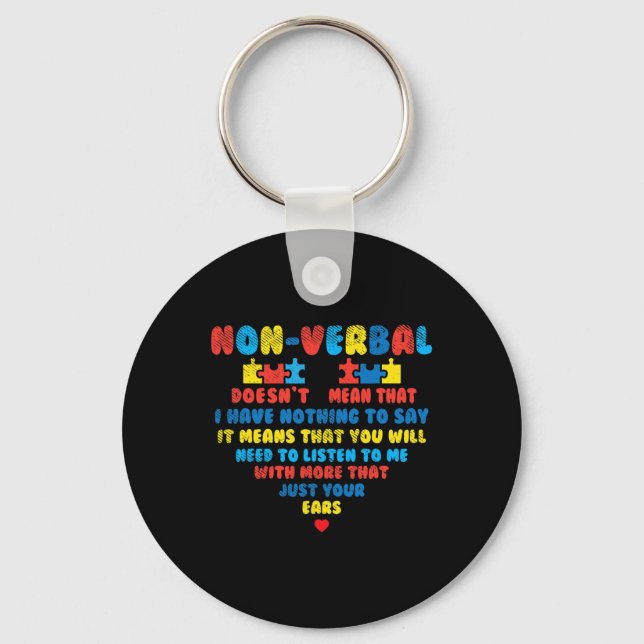 Porte-clés Puzzle de coeur non verbalement Écouter Sensibilis (Recto)