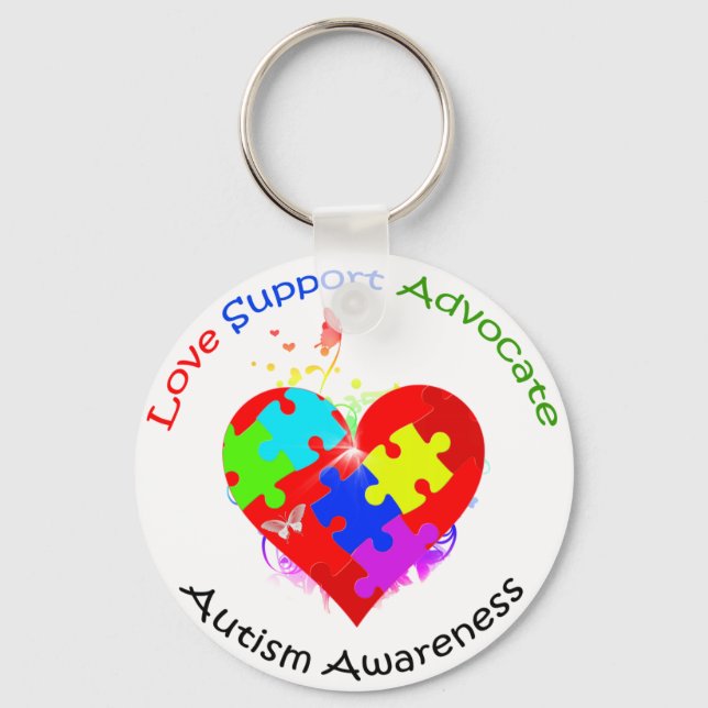 Porte-clés Puzzle de l'autisme sur le coeur (Recto)