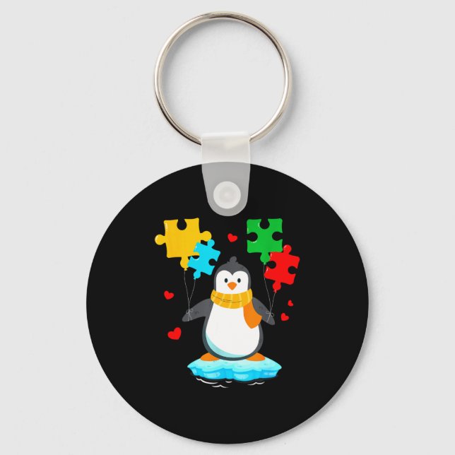 Porte-clés Puzzle de pingouin drôle mois de sensibilisation à (Recto)