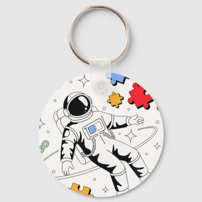 Porte-clés Puzzle de sensibilisation à l'autisme des astronau (Recto)