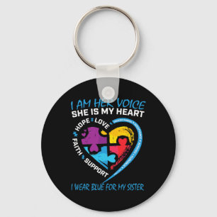 Porte-clés Puzzle Je Porte Du Bleu Pour Ma Soeur Autisme Aw