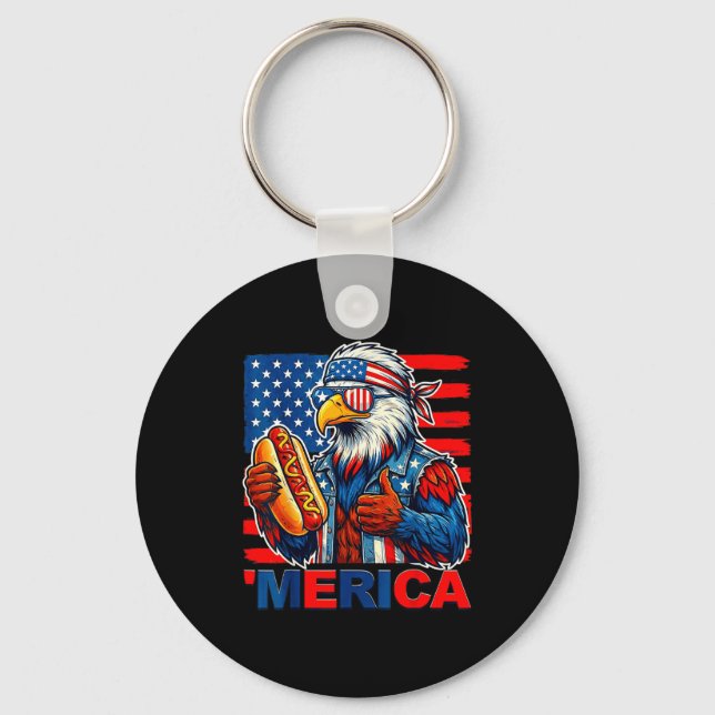Porte-clés Pygargue à tête blanche hotdog drapeau américain d (Recto)