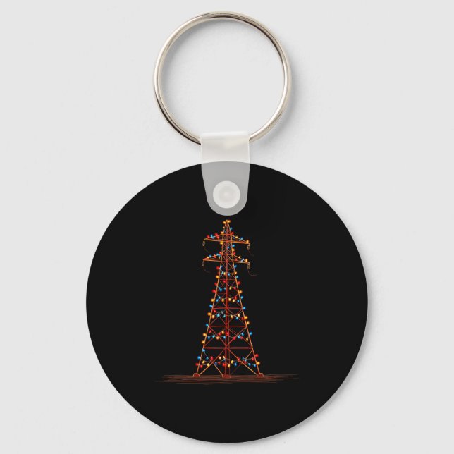 Porte-clés Pylône Électrique Drôle Graphiques de Noël Lumière (Recto)