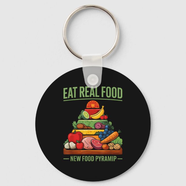 Porte-clés Pyramide alimentaire Manger de vrais aliments (Recto)