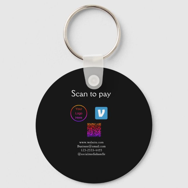 Porte-clés Q R code venmo scanner pour payer ajouter le logo  (Recto)