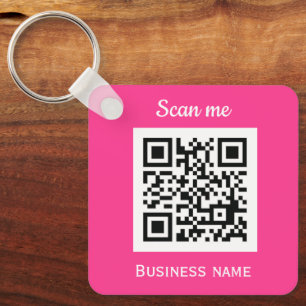 Porte-clés QR Code Business Logo Professionnel Hot Pink Girl