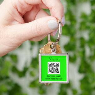 Porte-clés QR Code Business Logo Professionnel Neon Green