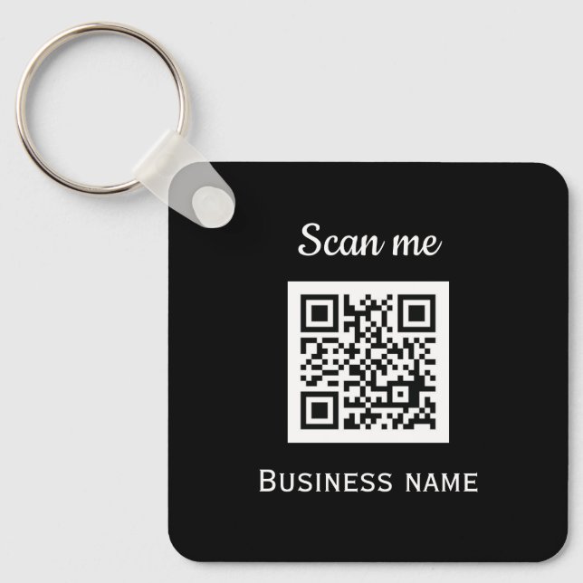 Porte-clés QR Code Business Logo Professionnel Noir Moderne (Recto)