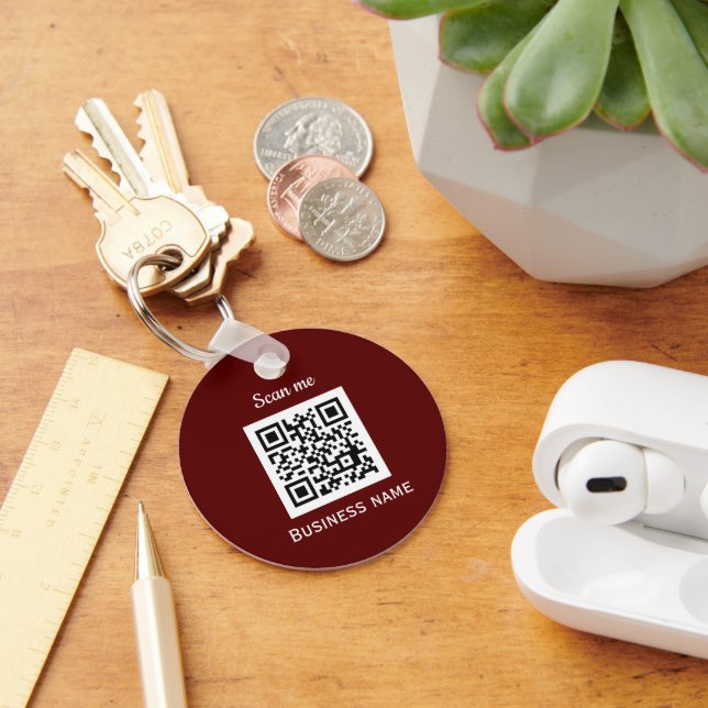 Porte-clés QR Code Business Logo Professionnel Personnalisé B (Bureau)