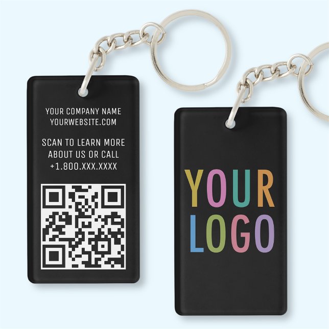 Porte-clés QR Code en Acrylique Noir sur mesure Lo (MISOOK 1.5 x 2.75 inch Rectangle Black Acrylic QR Code Keychain with Logo)