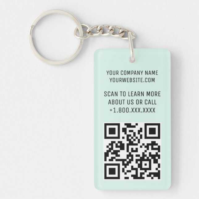 Porte-clés QR Code en acrylique vert menthe avec l (Devant)