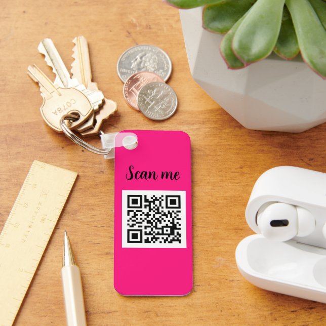 Porte-clés QR Code Hot Pink Elegant Business Company (Bureau)