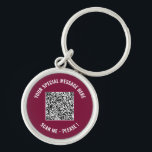 Porte-clés QR Code Info de votre message Porte - clé surprise<br><div class="desc">Choisissez Couleurs et Police - Votre code QR spécial Info et texte personnalisé Cadeau moderne personnalisé - Ajouter votre code QR - Image ou logo - photo / Texte - Nom ou autre information / message - Redimensionner et déplacer ou ajouter des éléments - Image / Texte avec outil de...</div>