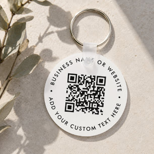 Porte-clés QR Code Minimalist Clean Simple White Budget