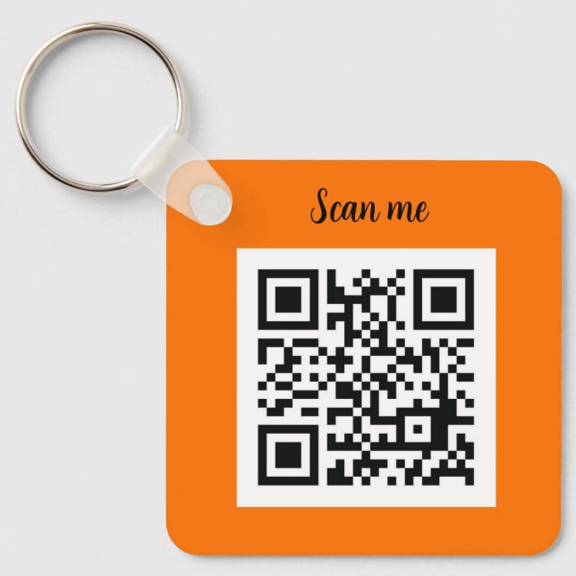 Porte-clés QR Code Neon Orange Élégant (Recto)