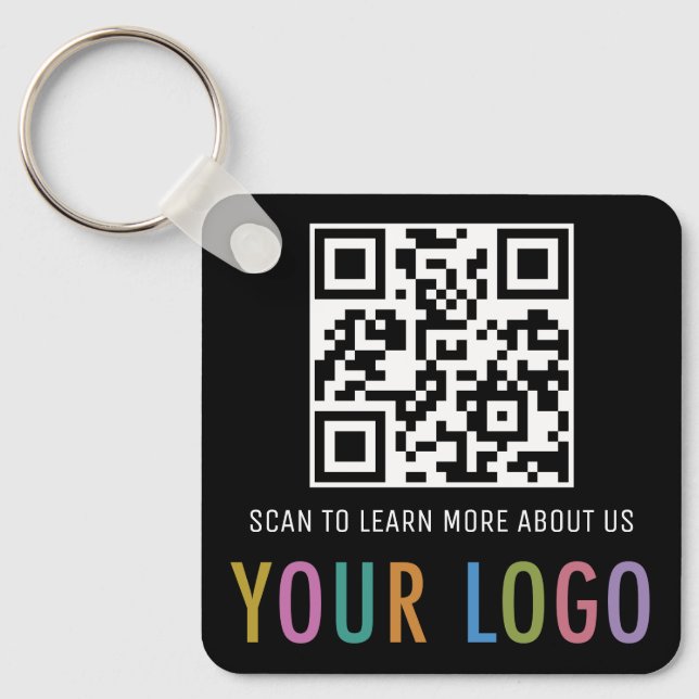 Porte-clés QR Code Noir Personnalisé Logo Aluminiu (Recto)