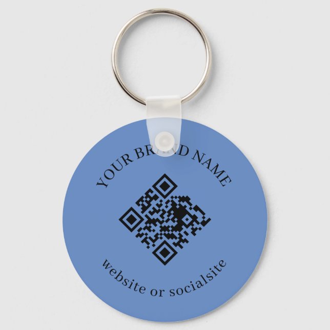 Porte-clés QR Code personnalisé bleu poussiéreux p (Recto)