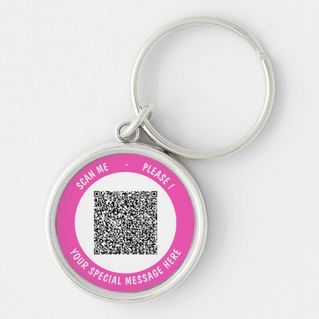 Porte-clés QR Code Porte - clé Cadeau texte personnalisé et v (Devant)