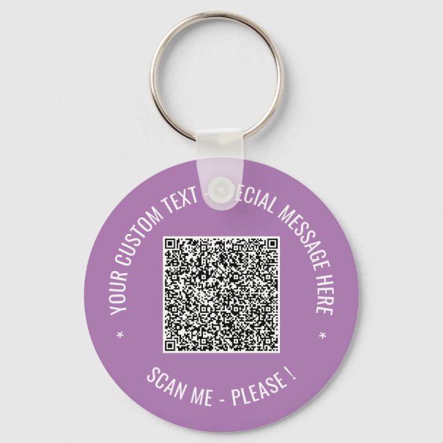 Porte-clés QR Code Scan Info Custom Text and Colors Keychain (Recto)