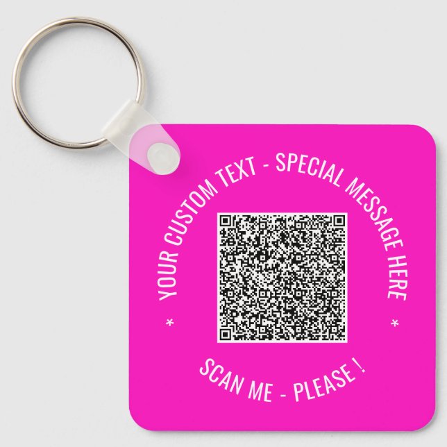 Porte-clés QR Code Scan Info Your Text and Colors Keychain (Recto)