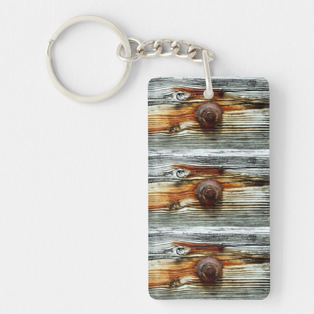 Porte-clés quai gris de bois flotteur (Devant)