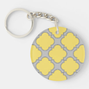 Porte-clés Quatrefoil jaune et gris