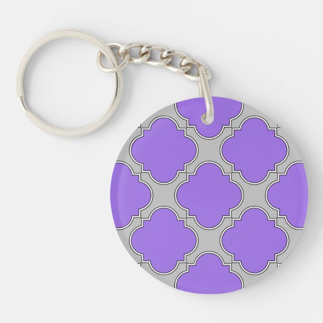 Porte-clés Quatrefoil violet et gris (Devant)