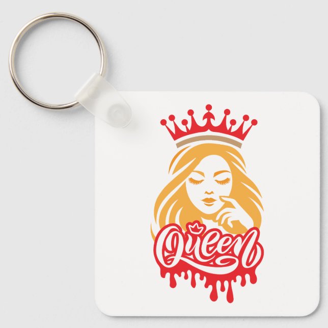 Porte-clés Queen Design – Elegant Royal Crown Typography for  (Recto)