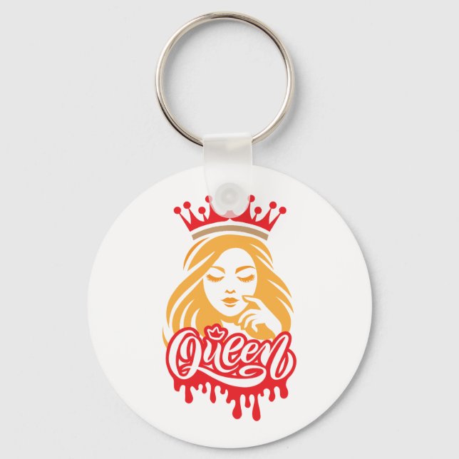 Porte-clés Queen Design – Elegant Royal Crown Typography for  (Recto)