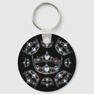 Porte-clés Queen Hearts Silver Crowns Tiaras noir porte - clé