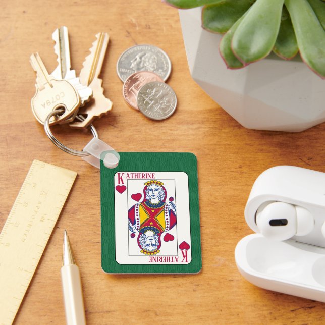 Porte-clés Queen of Hearts Nom personnalisé Carte de jeu (Bureau)