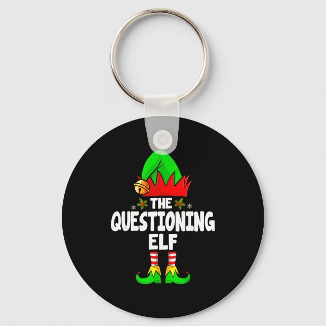 Porte-clés Questioning Elf Group Christmas Funny Pajama Party (Recto)