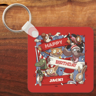 Porte-clés Quirky Animal Fans Personalised Birthday Cartoon