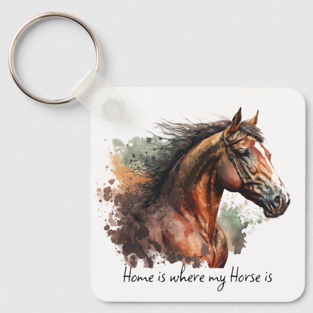 Porte-clés Quote de cheval Aquarelle photo personnalisée équi (Recto)
