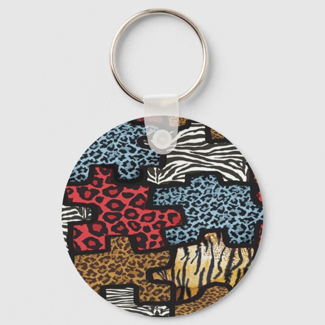 Porte-clés RAB Rockabilly Leopard Zebra Puzzle Imprimer Cadea (Recto)