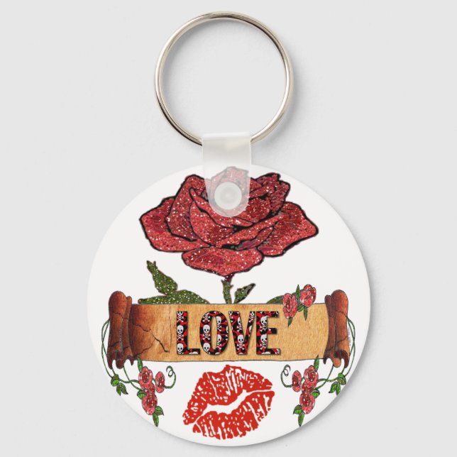 Porte-clés RAB Rockabilly Roses, Love & Lipstick (Recto)