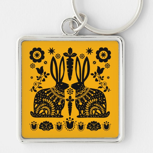 Porte-clés Rabbit Nordic Scandinavian Folk Art (Devant)