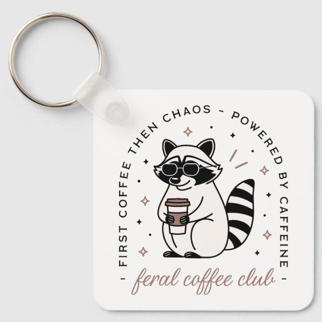 Porte-clés Raccoon café club drôle chaotique fille esthétique (Recto)