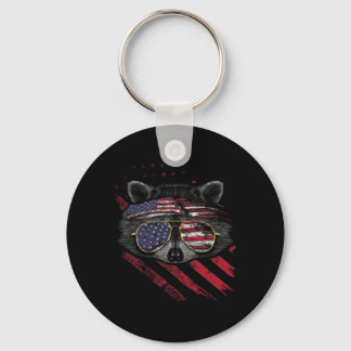 Porte-clés Raccoon Drapeau Américain Patriotique 4 juillet Tr
