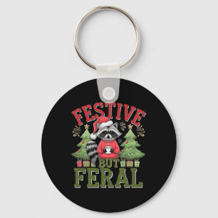Porte-clés Raccoon Festif Mais Feral Noël Père Noël Fun Anim