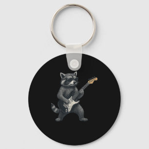 Porte-clés Raccoon Jouer Guitare Rock Et Roll Cadeaux Hommes
