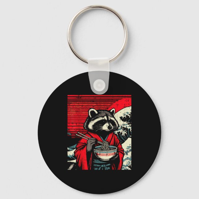 Porte-clés Raccoon Kimono Eating Ramen Japanese Food Art Men  (Recto)
