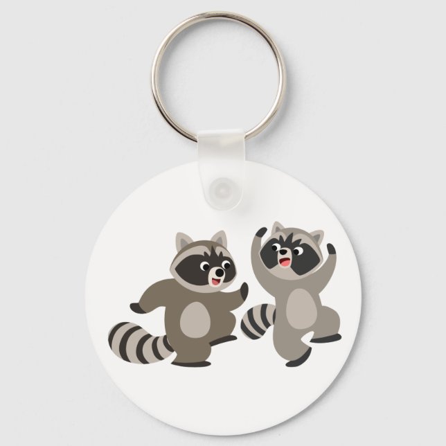 Porte-clés Raccoons de caricatures de danse mignonne (Recto)