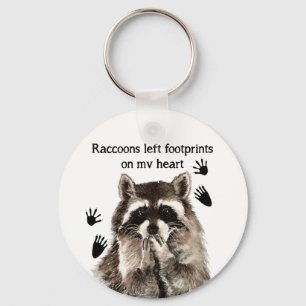 Porte-clés Raccoons laissés empreintes sur ma citation d'Humo